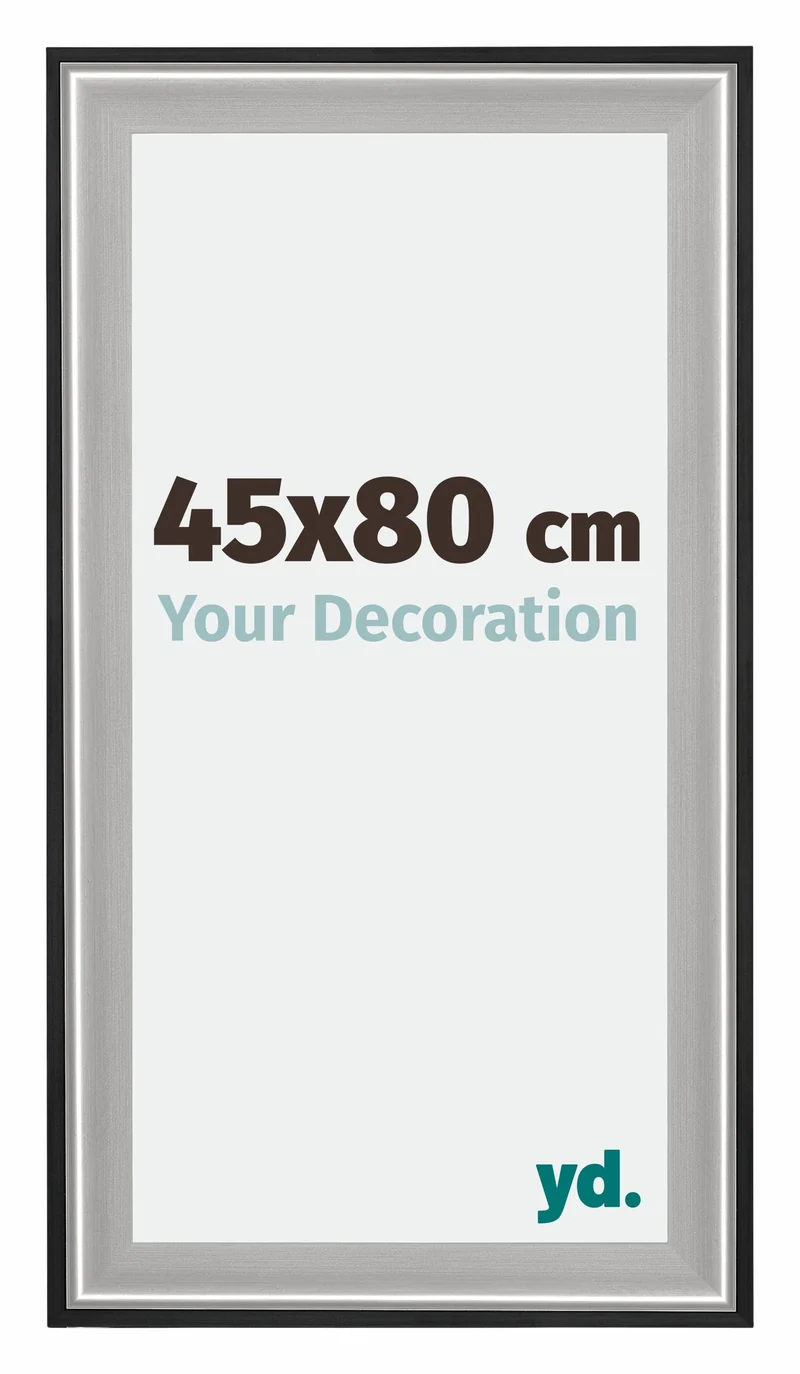 Bilderrahmen 45x80 cm - Schwarz Silber Poliert - Holz - Birmingham