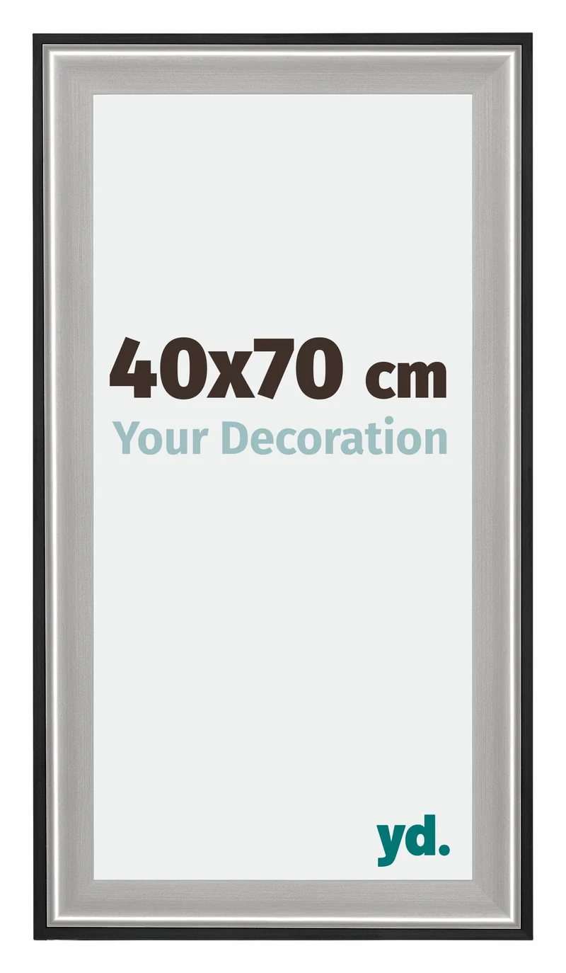 Bilderrahmen 40x70 cm - Schwarz Silber Poliert - Holz - Birmingham