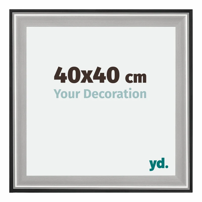 Bilderrahmen 40x40 cm - Schwarz Silber Poliert - Holz - Birmingham