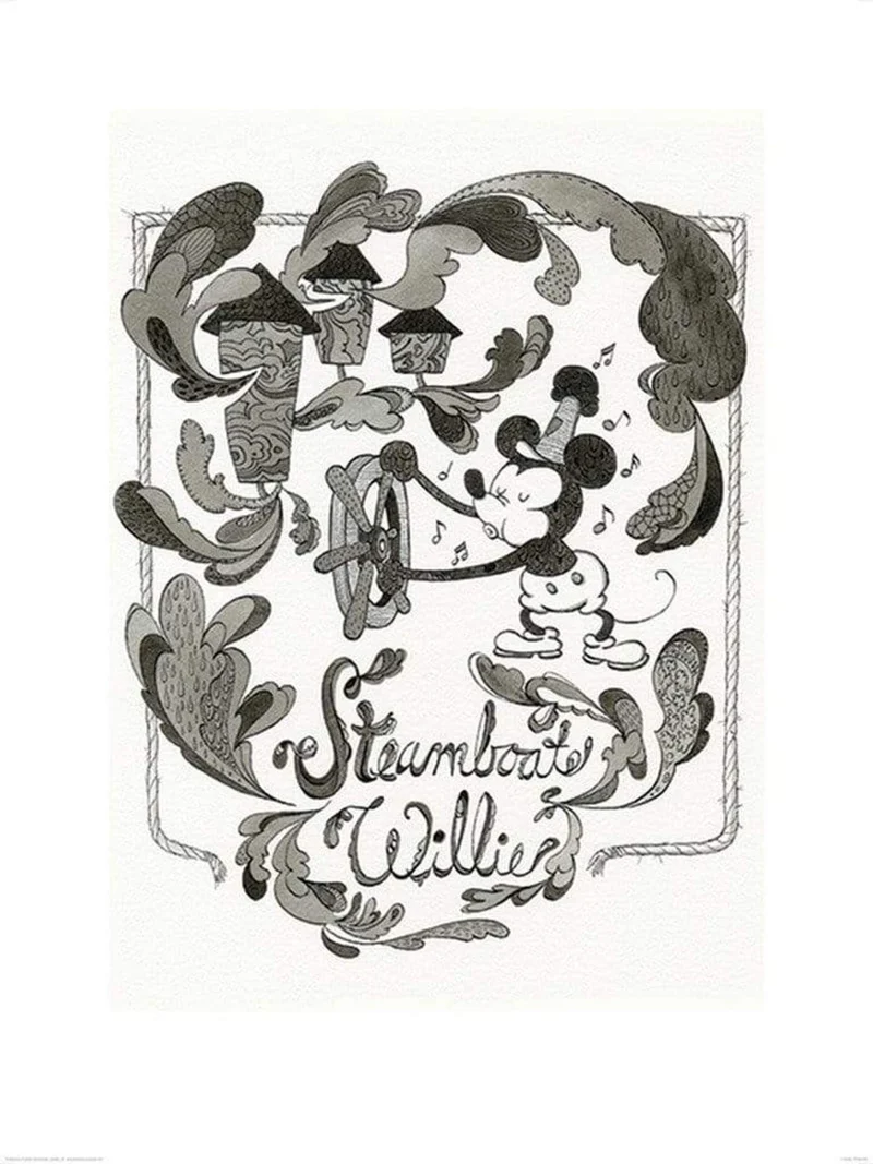 Kunstdruck Mickey Mouse - Steamboat Willie Steam 60x80cm