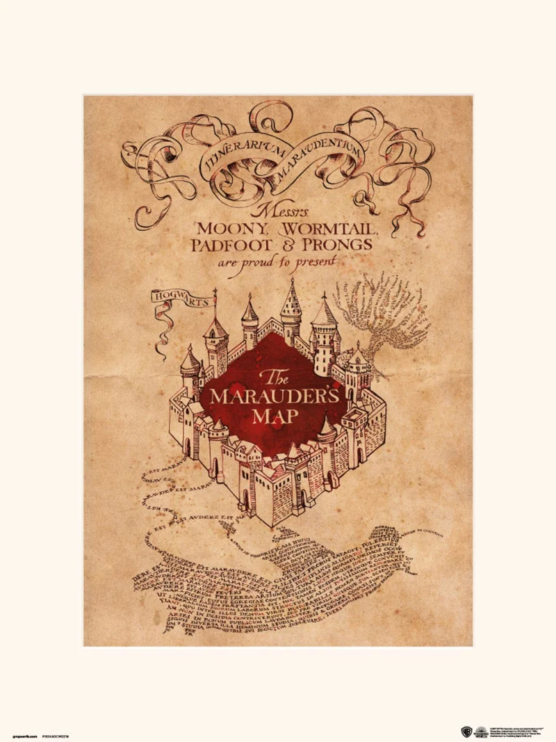Kunstdruck Harry Potter - The Marauders Map 30x40cm