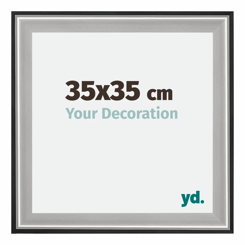 Bilderrahmen 35x35 cm - Schwarz Silber Poliert - Holz - Birmingham