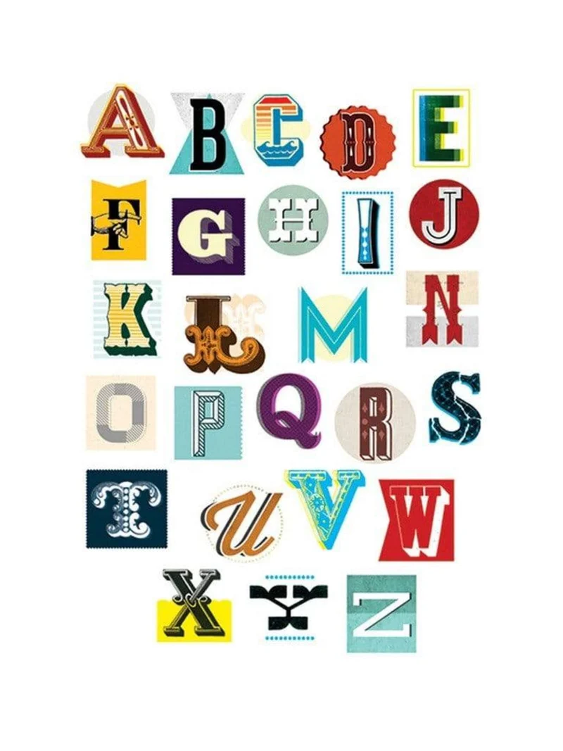 Kunstdruck Vintage Letter Alphabet 60x80cm