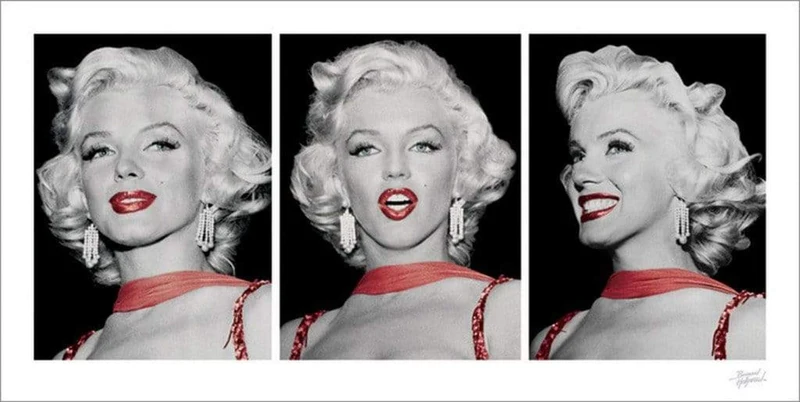 Kunstdruck Marilyn Monroe - Red Dress Triptych 100x50cm
