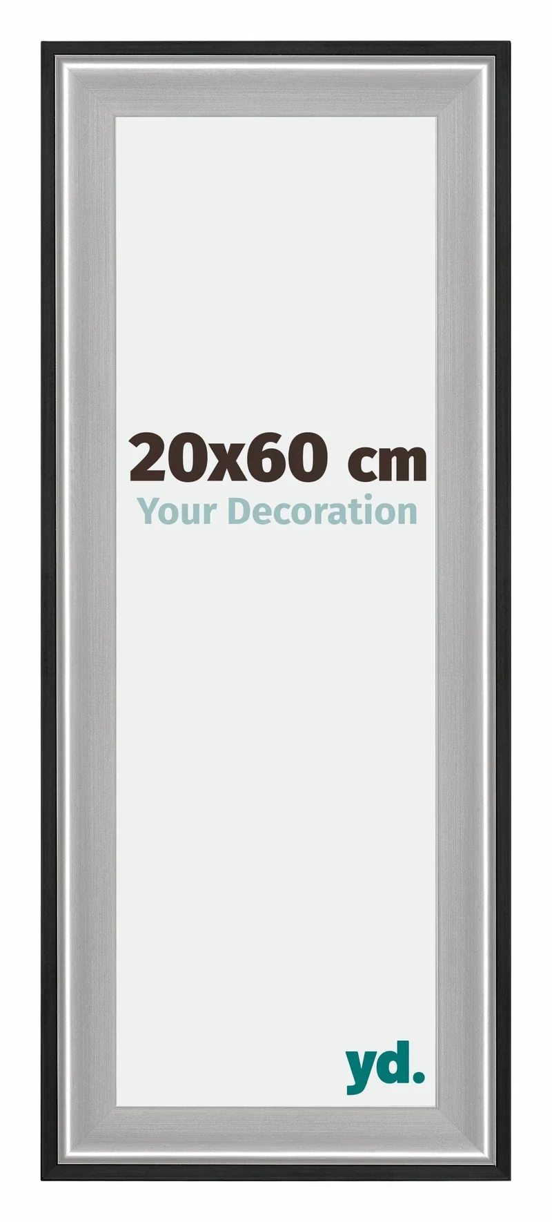 Bilderrahmen 20x60 cm - Schwarz Silber Poliert - Holz - Birmingham
