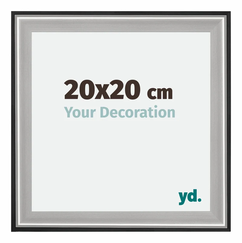 Bilderrahmen 20x20 cm - Schwarz Silber Poliert - Holz - Birmingham
