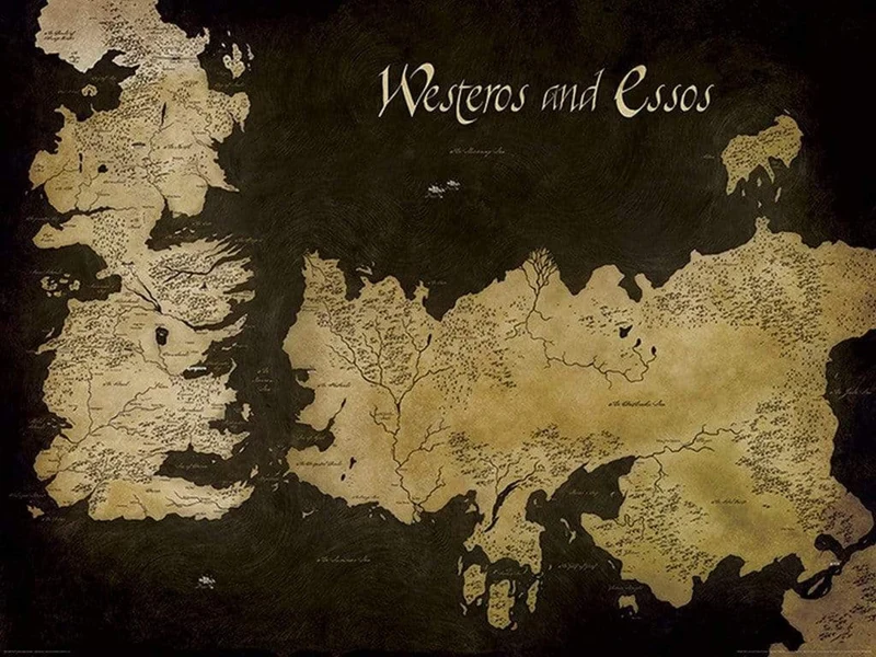 Kunstdruck Game of Thrones - Westeros and Essos Antique Map 80x60cm