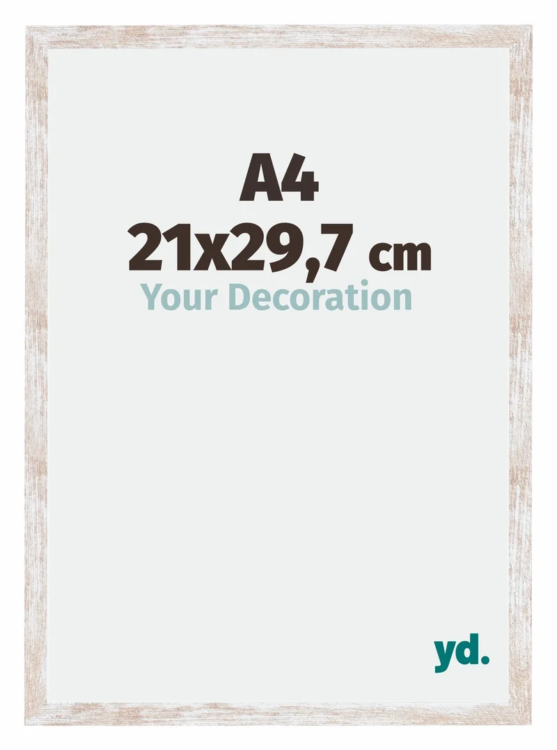 Bilderrahmen A4 - 21x29,7 cm - DIN A4 White Wash - MDF - Catania