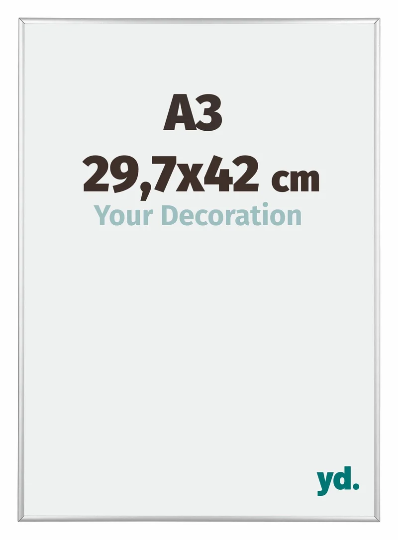 Bilderrahmen A3 - 29,7x42 cm - DIN A3 Silber Hochglanz - Aluminium - Kent
