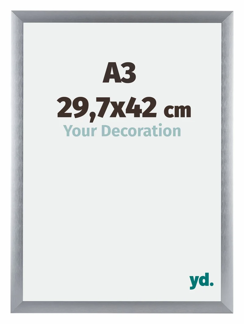 Bilderrahmen A3 - 29,7x42 cm - DIN A3 Silber Gebürstet - Aluminium - Tucson