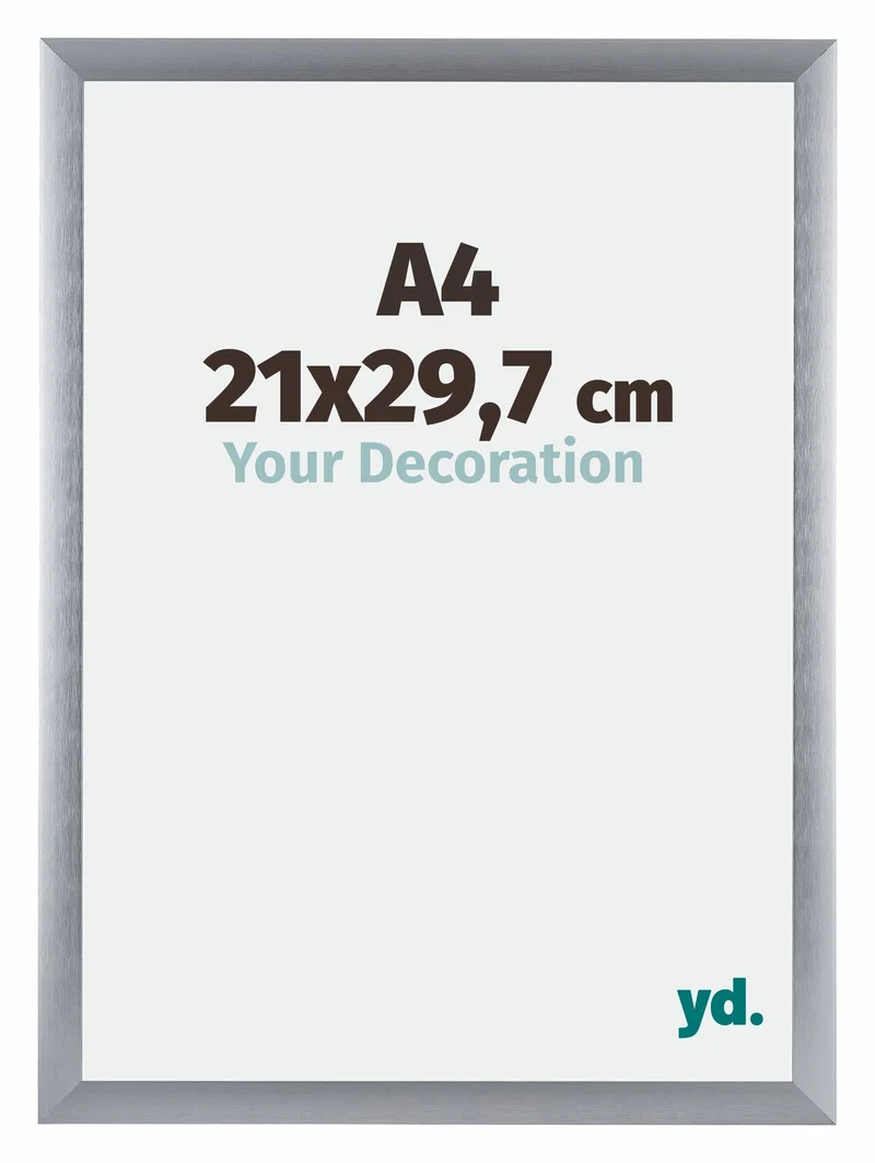 Bilderrahmen A4 - 21x29,7 cm - DIN A4 Silber Gebürstet - Aluminium - Tucson