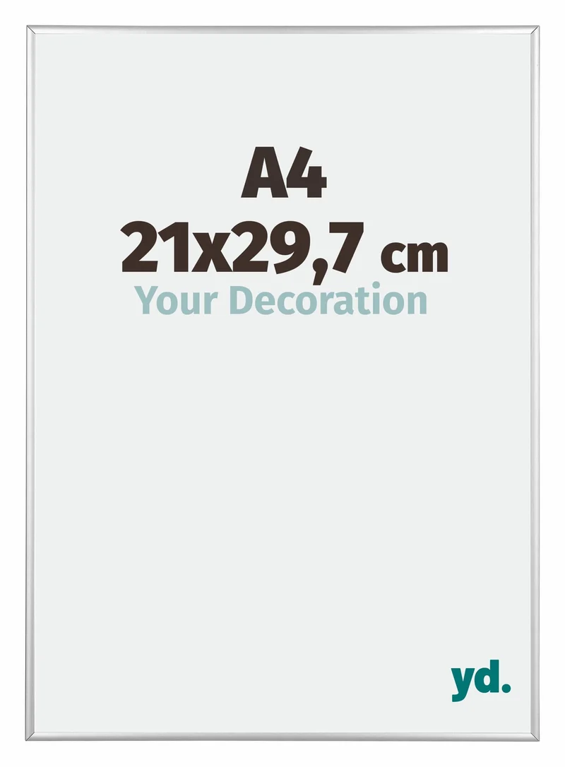 Bilderrahmen A4 - 21x29,7 cm - DIN A4 Silber Hochglanz - Aluminium - Kent