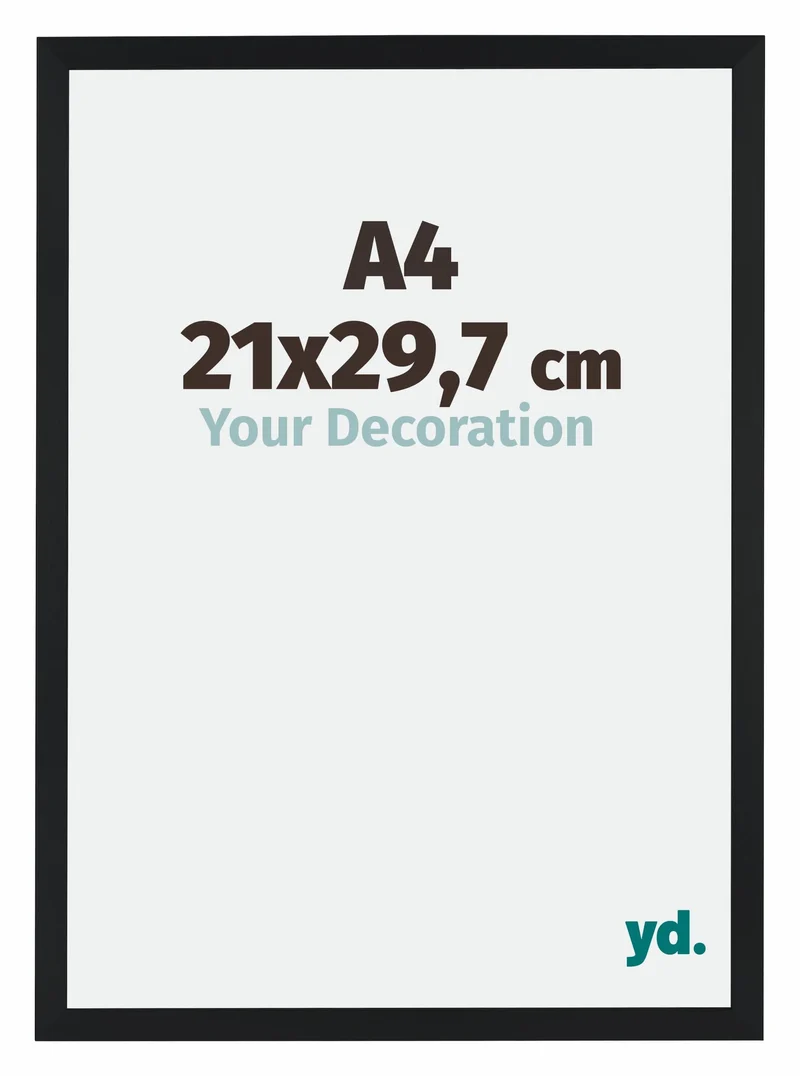 Bilderrahmen A4 - 21x29,7 cm - DIN A4 Schwarz Matt - MDF - Catania