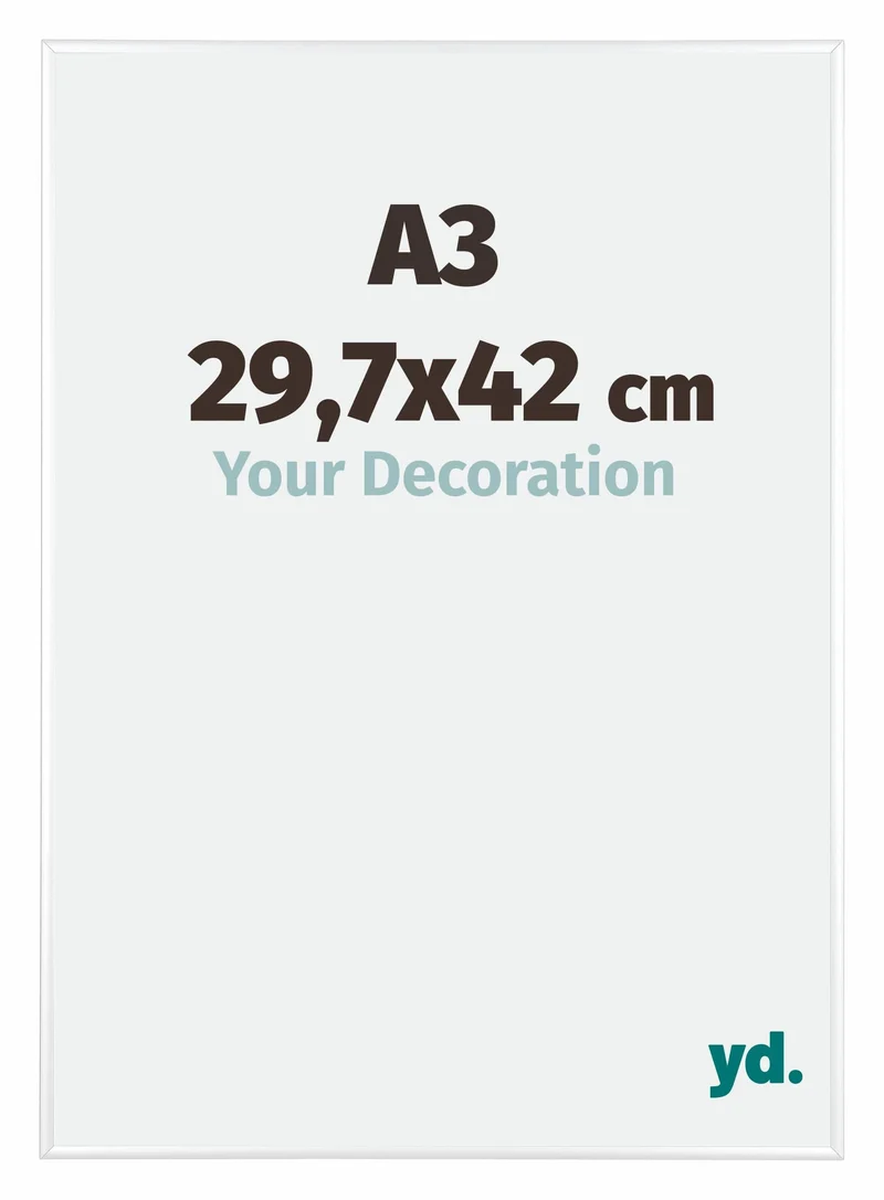 Bilderrahmen A3 - 29,7x42 cm - DIN A3 Weiss Hochglanz - Aluminium - Kent