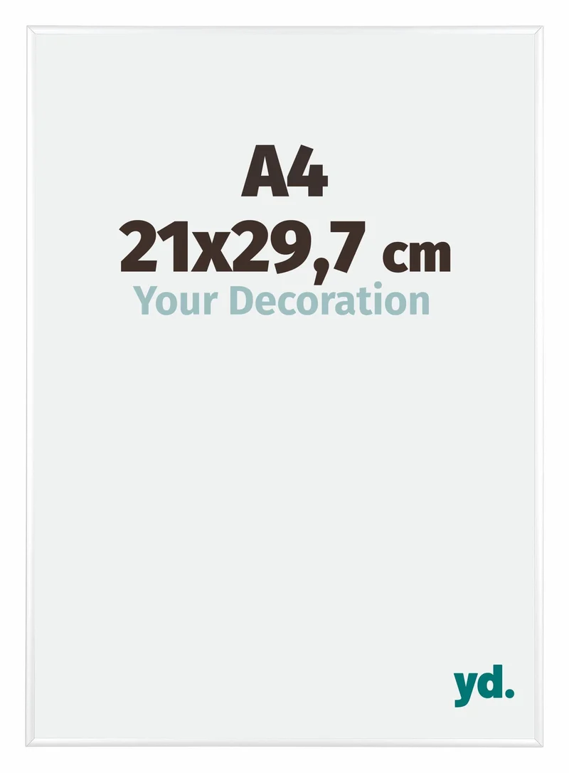 Bilderrahmen A4 - 21x29,7 cm - DIN A4 Weiss Hochglanz - Aluminium - Kent