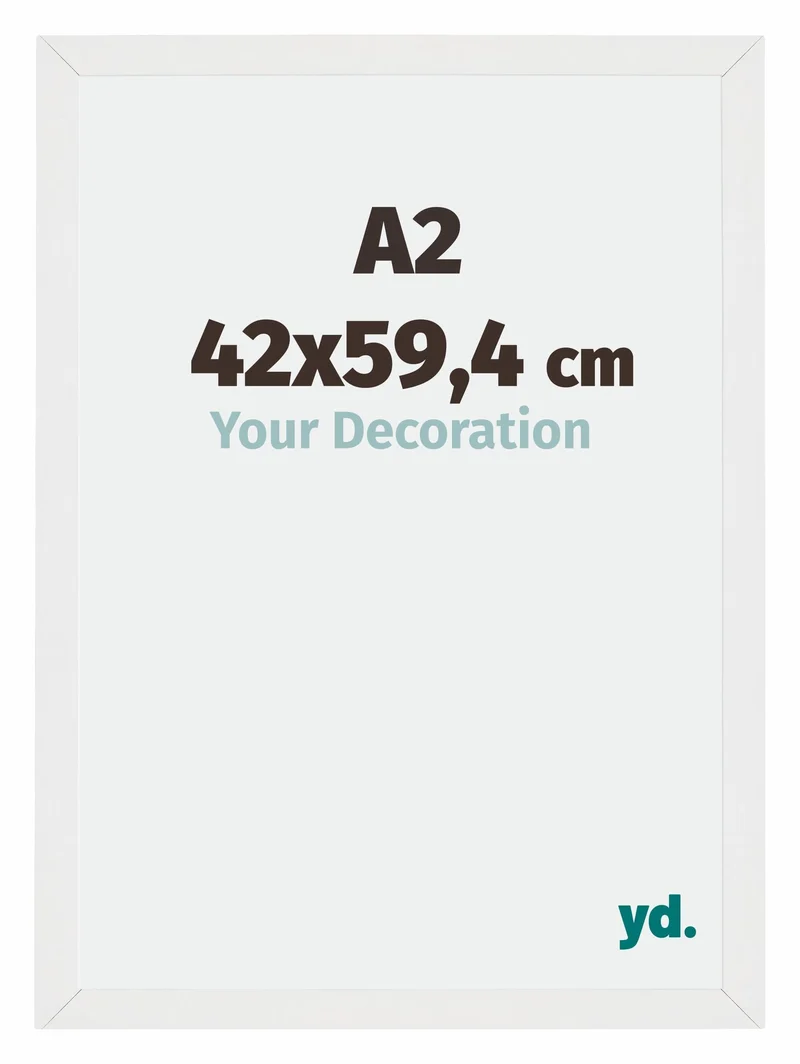 Bilderrahmen A2 - 42x59,4 cm - DIN A2 Weiss Hochglanz - MDF - Mura