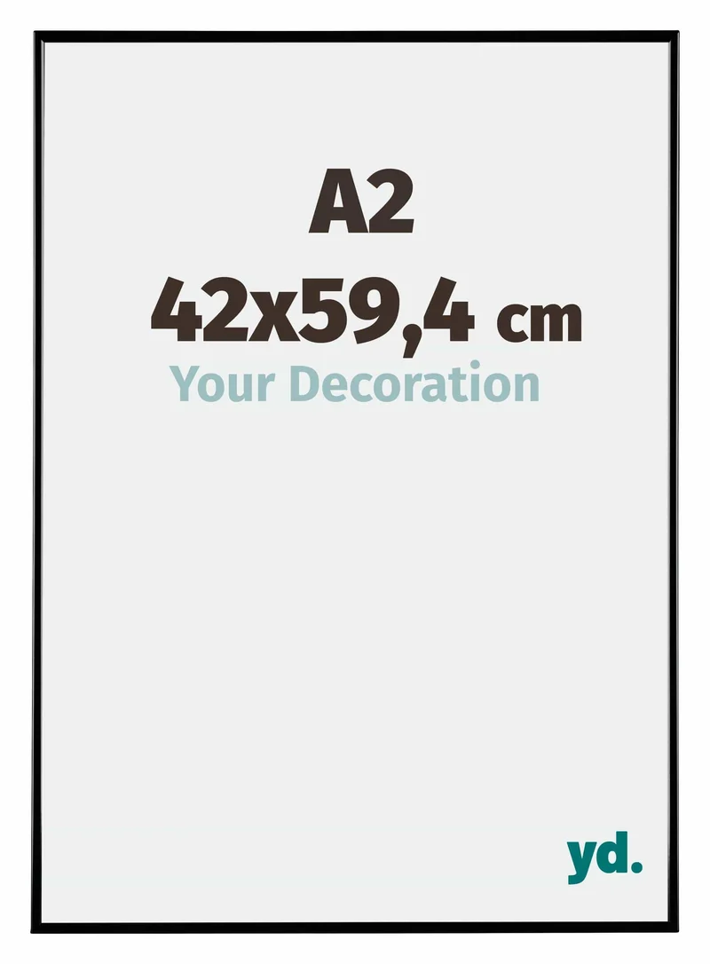 Bilderrahmen A2 - 42x59,4 cm - DIN A2 Schwarz Hochglanz - Kunststoff - Evry