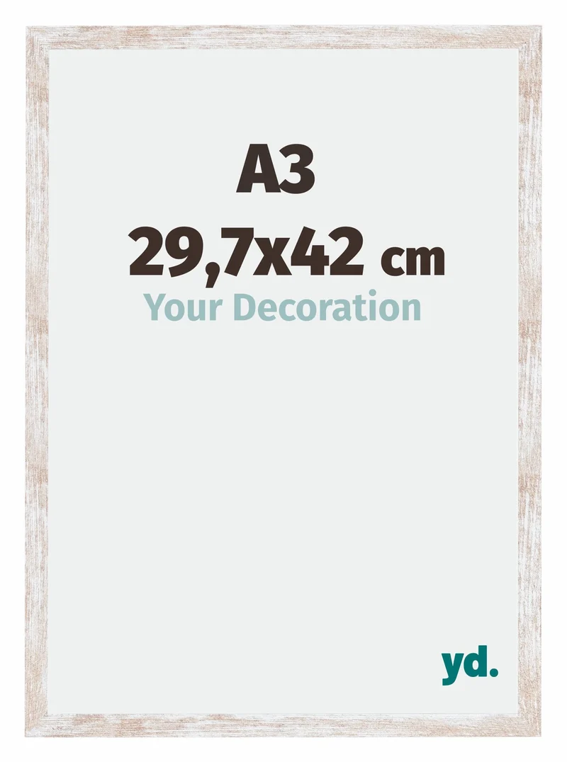Bilderrahmen A3 - 29,7x42 cm - DIN A3 White Wash - MDF - Catania