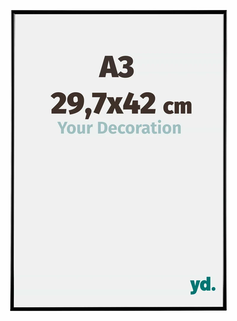 Bilderrahmen A3 - 29,7x42 cm - DIN A3 Schwarz Hochglanz - Kunststoff - Evry
