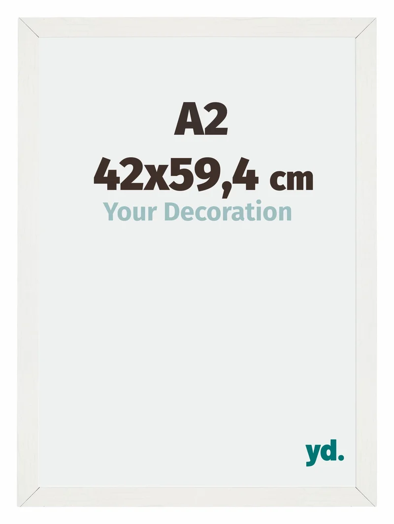 Bilderrahmen A2 - 42x59,4 cm - DIN A2 Weiss Gemasert - MDF - Mura