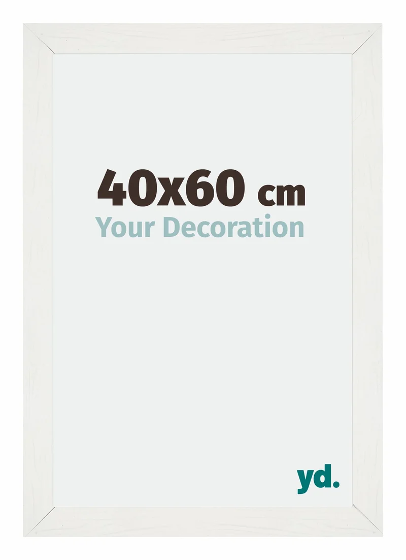 Bilderrahmen 40x60 cm - Weiss Gemasert - MDF - Mura