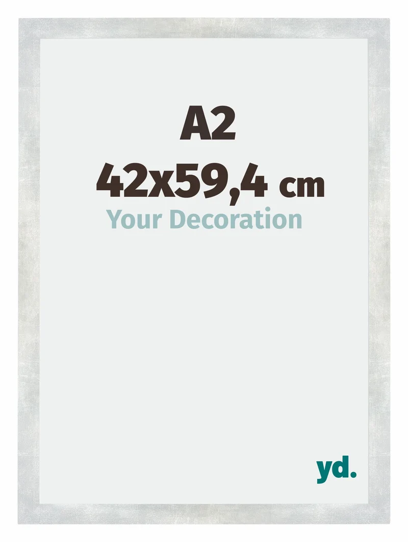 Bilderrahmen A2 - 42x59,4 cm - DIN A2 Silberglanz Vintage - MDF - Mura