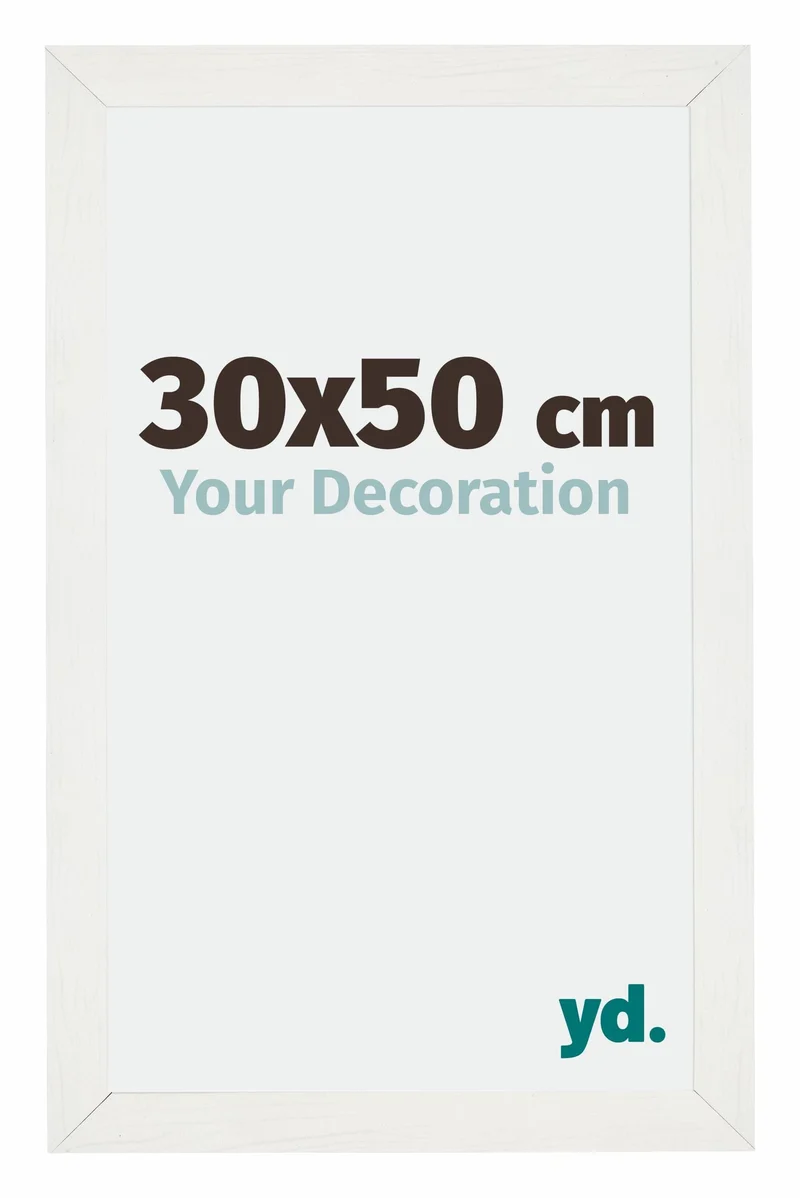 Bilderrahmen 30x50 cm - Weiss Gemasert - MDF - Mura