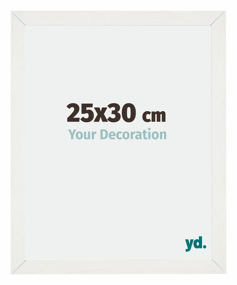 Bilderrahmen 25x30 cm - Weiss Gemasert - MDF - Mura