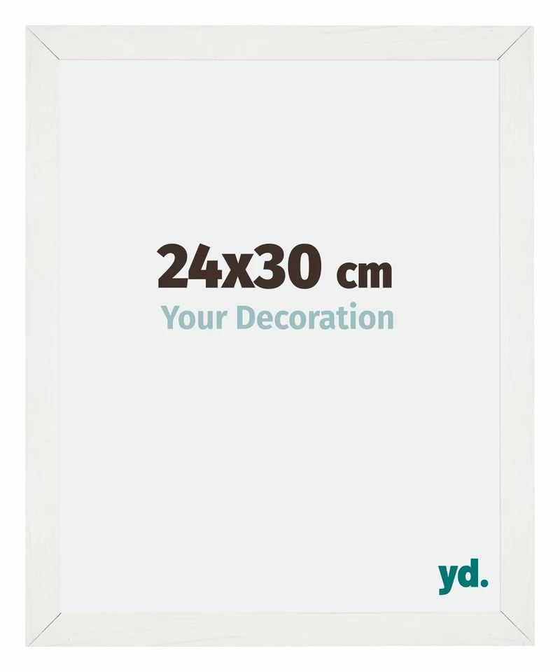 Bilderrahmen 24x30 cm - Weiss Gemasert - MDF - Mura