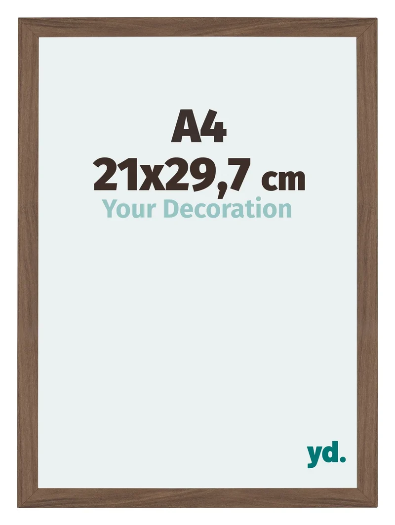 Bilderrahmen A4 - 21x29,7 cm - DIN A4 Nussbaum Dunkel - MDF - Mura