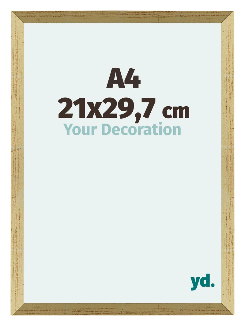 Bilderrahmen A4 - 21x29,7 cm - DIN A4 Goldglanz - MDF - Mura