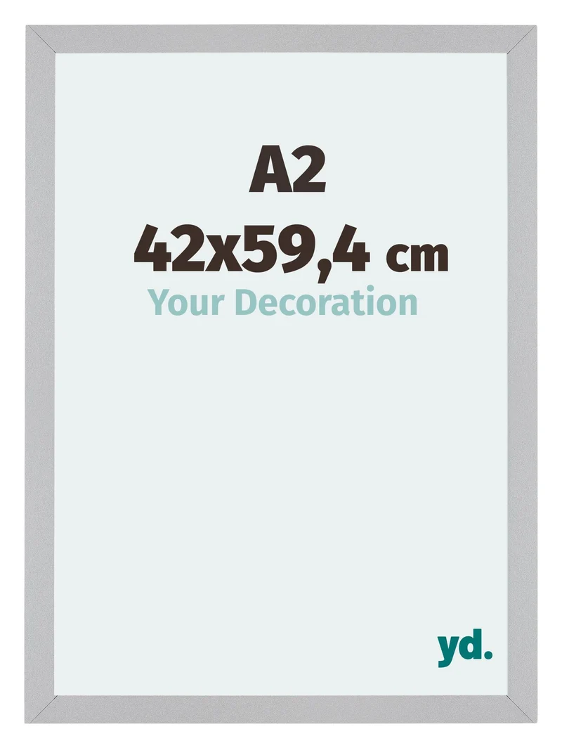 Bilderrahmen A2 - 42x59,4 cm - DIN A2 Silber Matt - MDF - Mura
