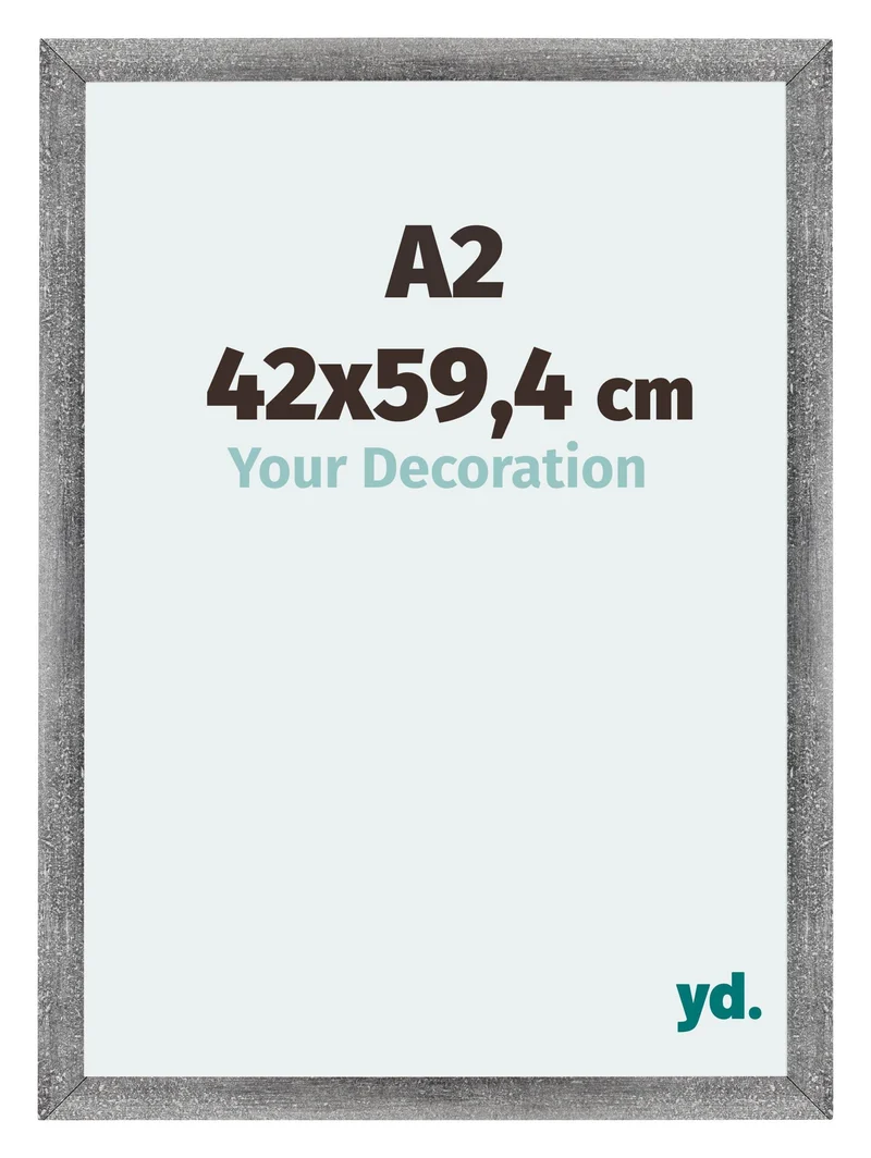 Bilderrahmen A2 - 42x59,4 cm - DIN A2 Grau Gewischt - MDF - Mura