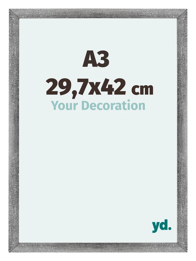 Bilderrahmen A3 - 29,7x42 cm - DIN A3 Grau Gewischt - MDF - Mura