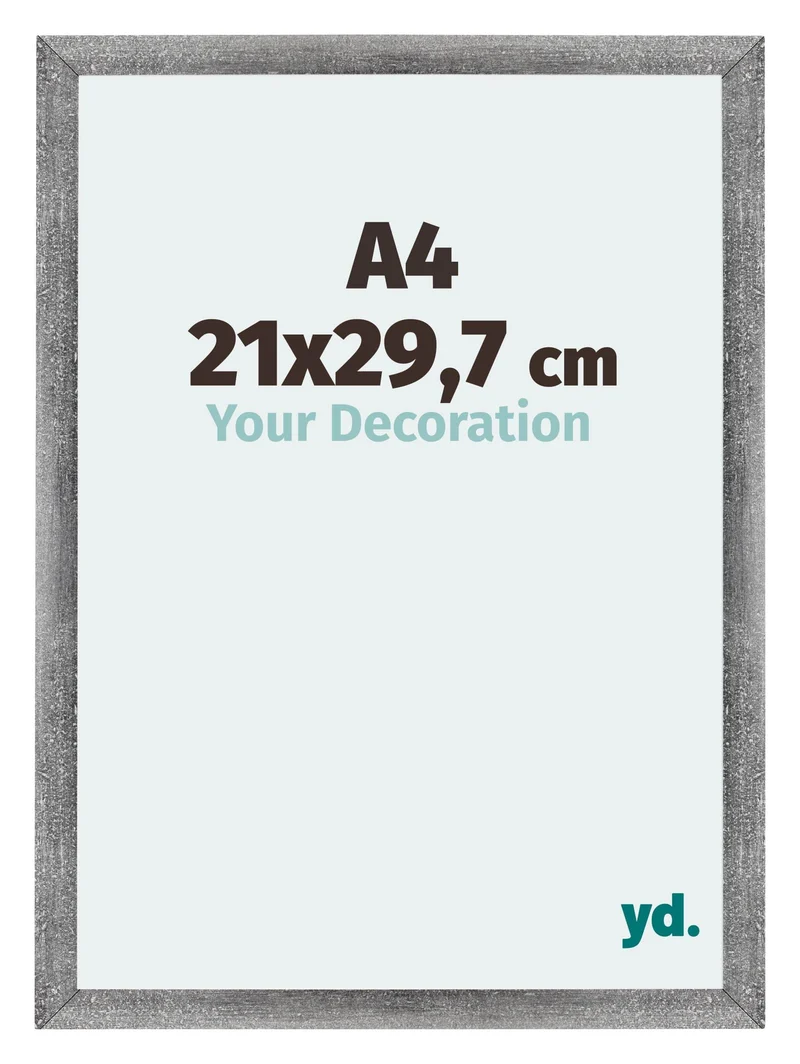 Bilderrahmen A4 - 21x29,7 cm - DIN A4 Grau Gewischt - MDF - Mura