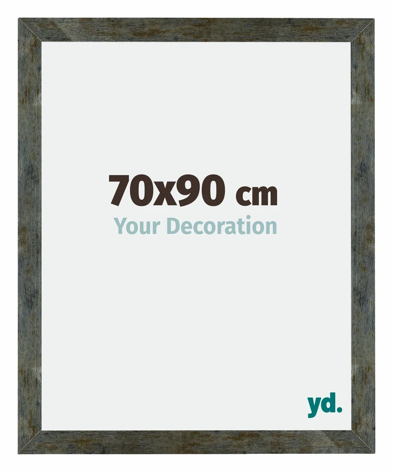 Bilderrahmen 70x90 cm - Blau Gold Meliert - MDF - Mura