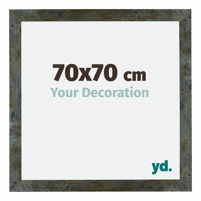 Bilderrahmen 70x70 cm - Blau Gold Meliert - MDF - Mura