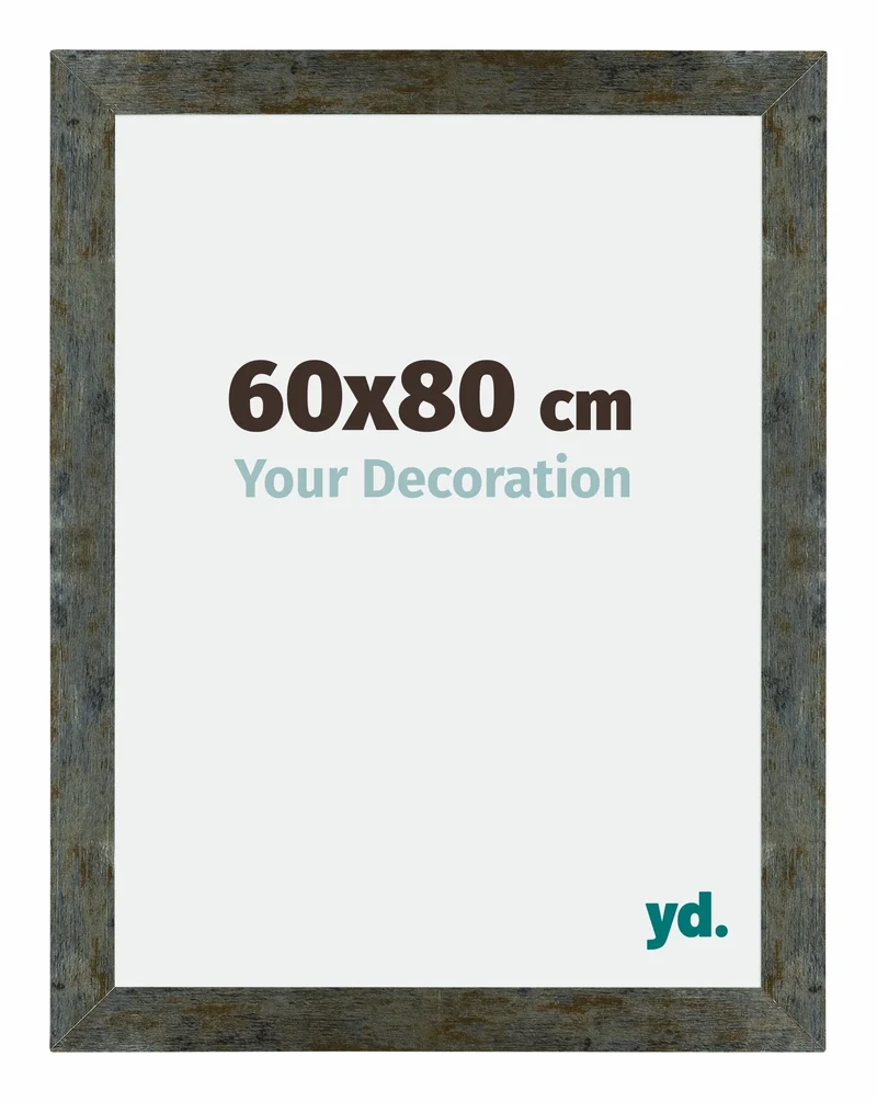 Bilderrahmen 60x80 cm - Blau Gold Meliert - MDF - Mura