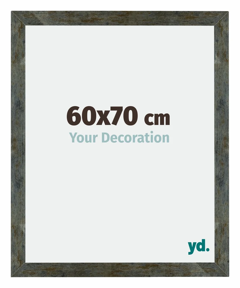 Bilderrahmen 60x70 cm - Blau Gold Meliert - MDF - Mura