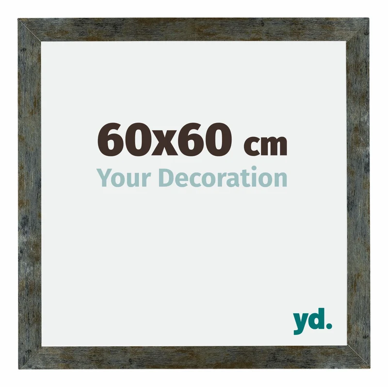 Bilderrahmen 60x60 cm - Blau Gold Meliert - MDF - Mura