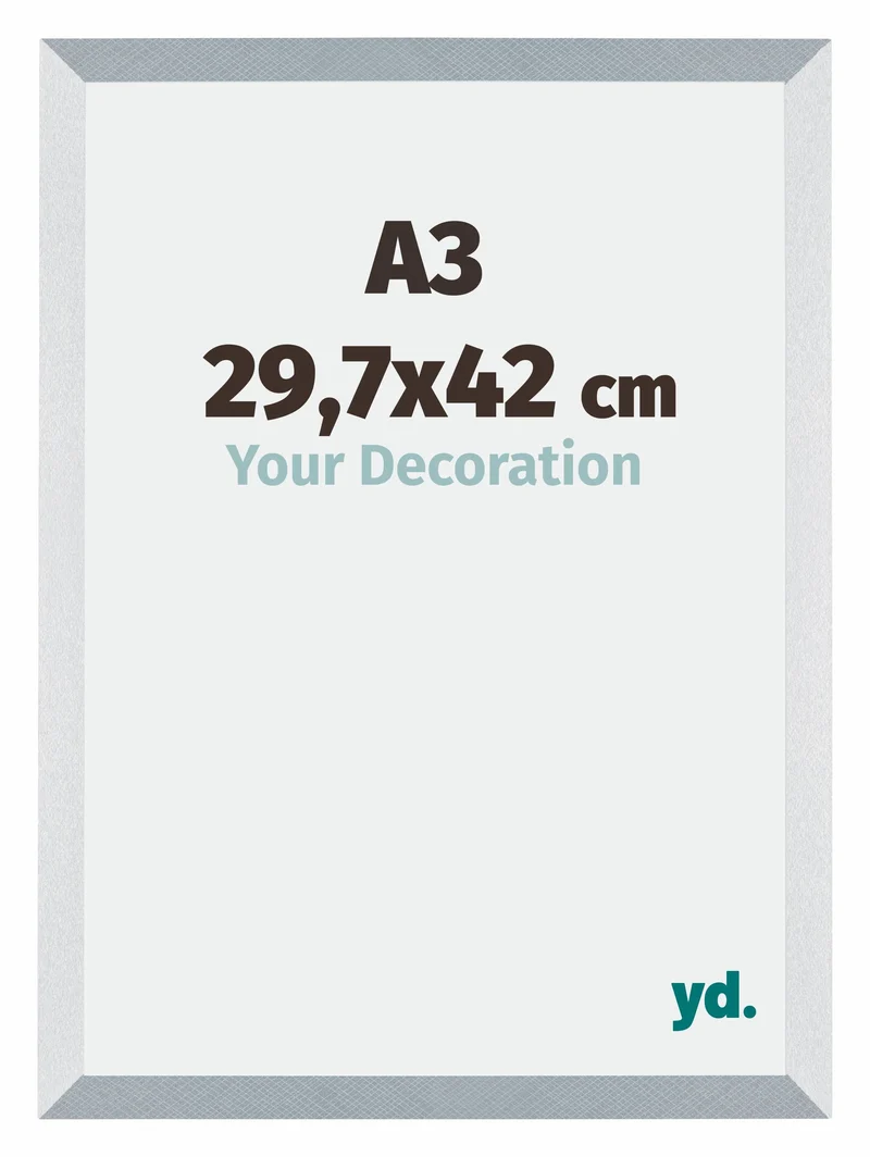 Bilderrahmen A3 - 29,7x42 cm - DIN A3 - Aluminium - Gebürstet - MDF - Mura