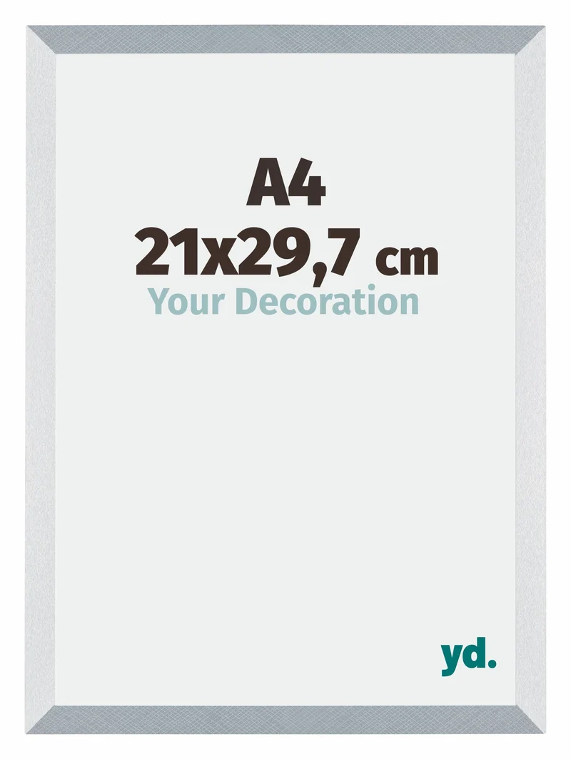 Bilderrahmen A4 - 21x29,7 cm - DIN A4 - Aluminium - Gebürstet - MDF - Mura