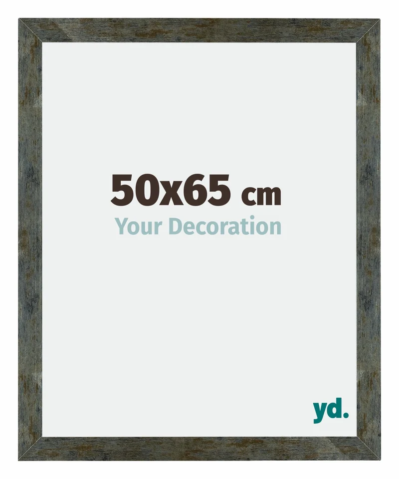 Bilderrahmen 50x65 cm - Blau Gold Meliert - MDF - Mura