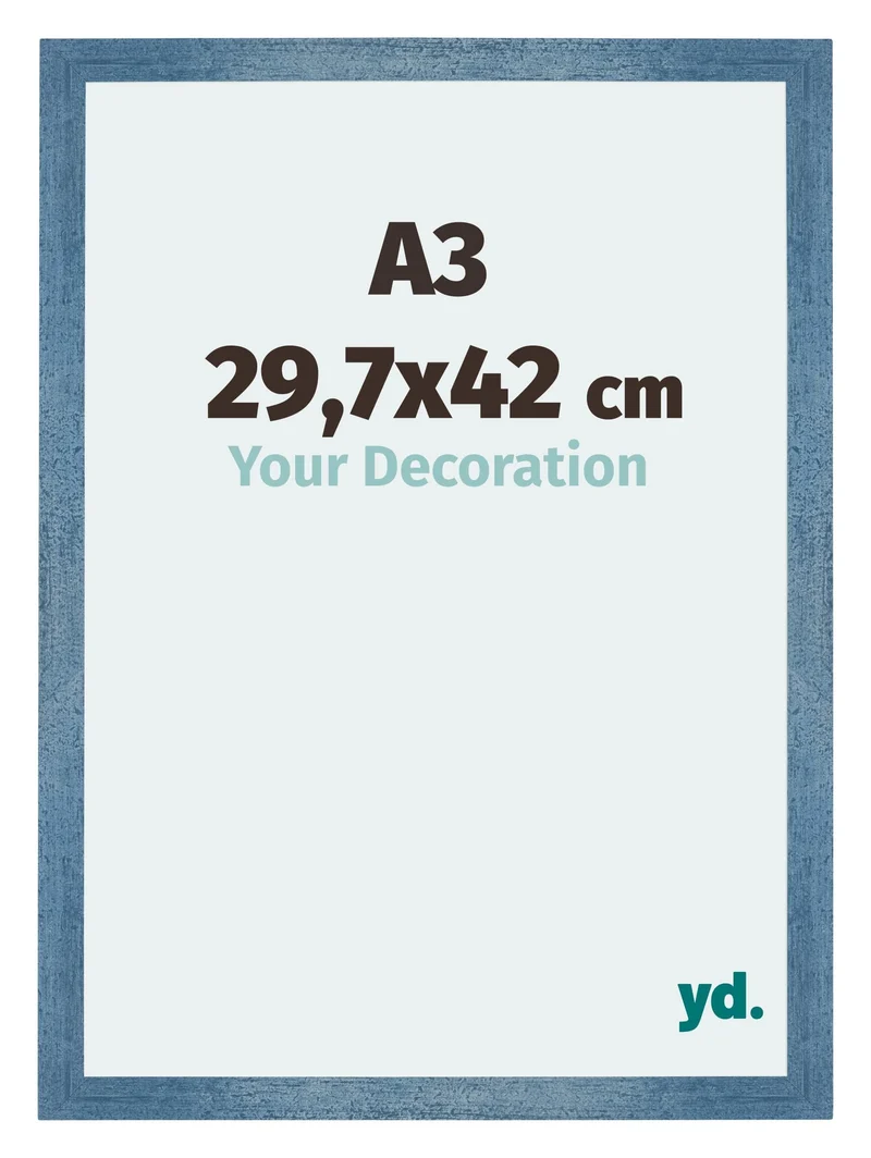 Bilderrahmen A3 - 29,7x42 cm - DIN A3 Hellblau Gewischt - MDF - Mura