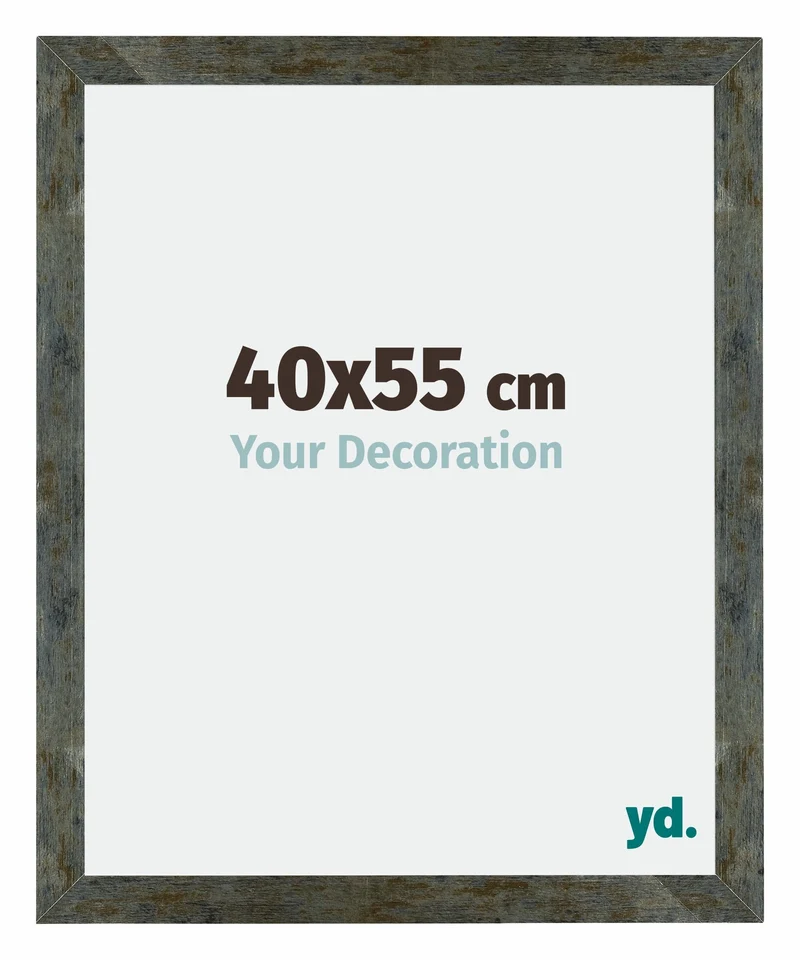 Bilderrahmen 40x55 cm - Blau Gold Meliert - MDF - Mura