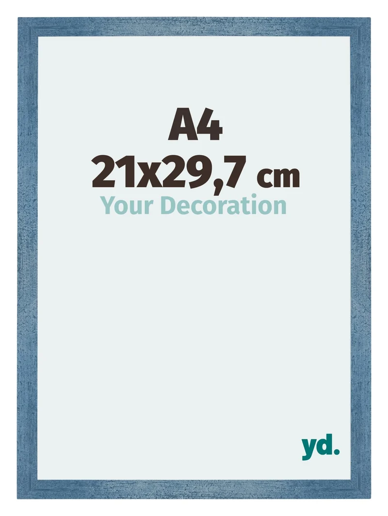 Bilderrahmen A4 - 21x29,7 cm - DIN A4 Hellblau Gewischt - MDF - Mura