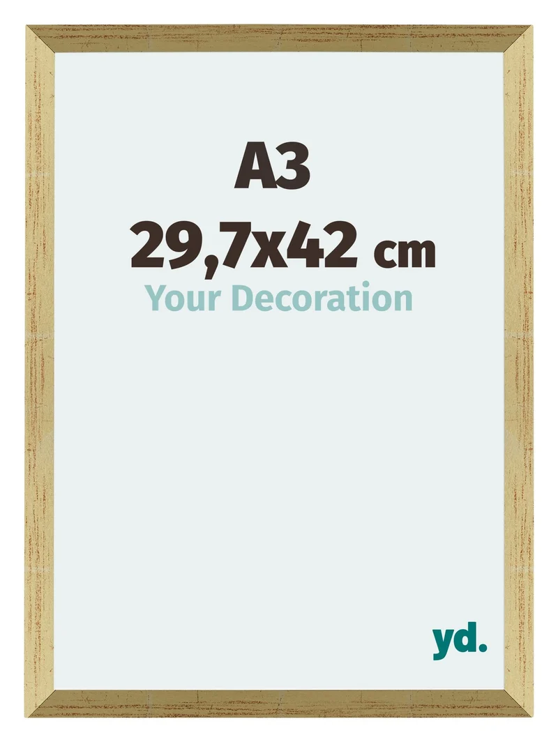 Bilderrahmen A3 - 29,7x42 cm - DIN A3 Goldglanz - MDF - Mura